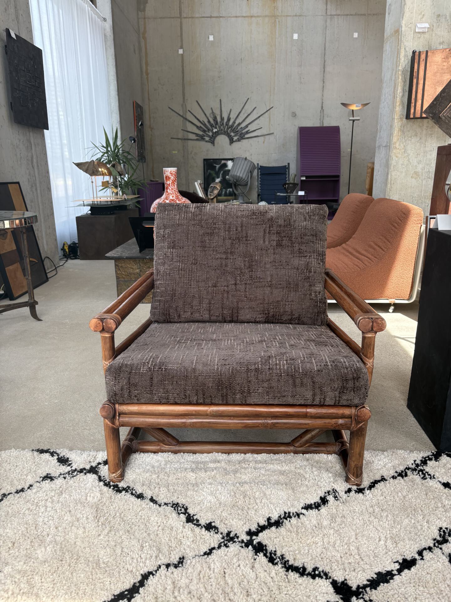 Set (3) Mc Guire fauteuils en tafeltje