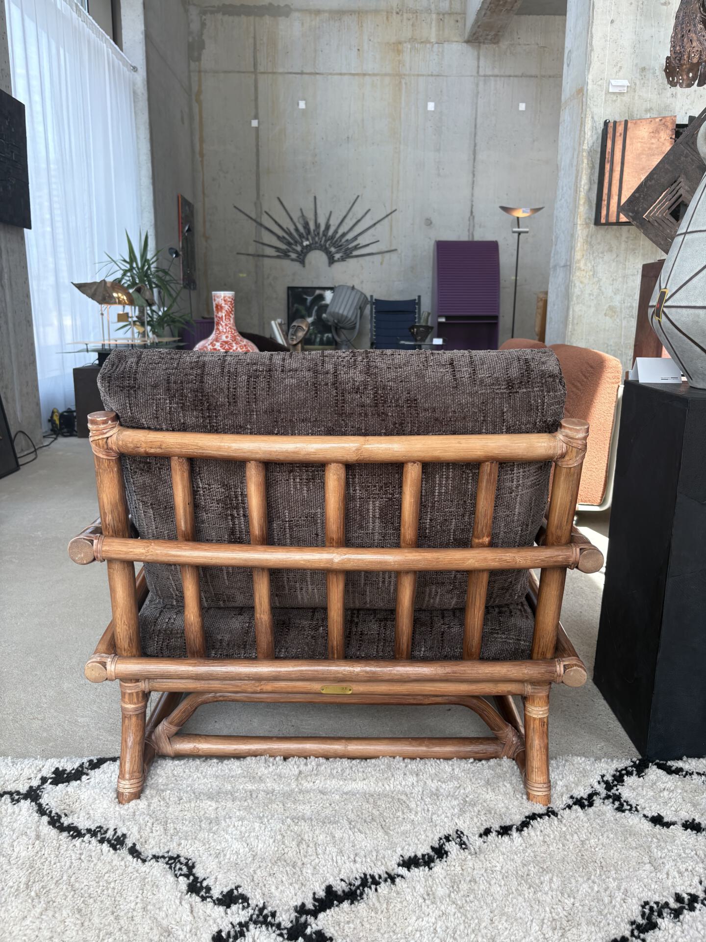 Set (3) Mc Guire fauteuils en tafeltje